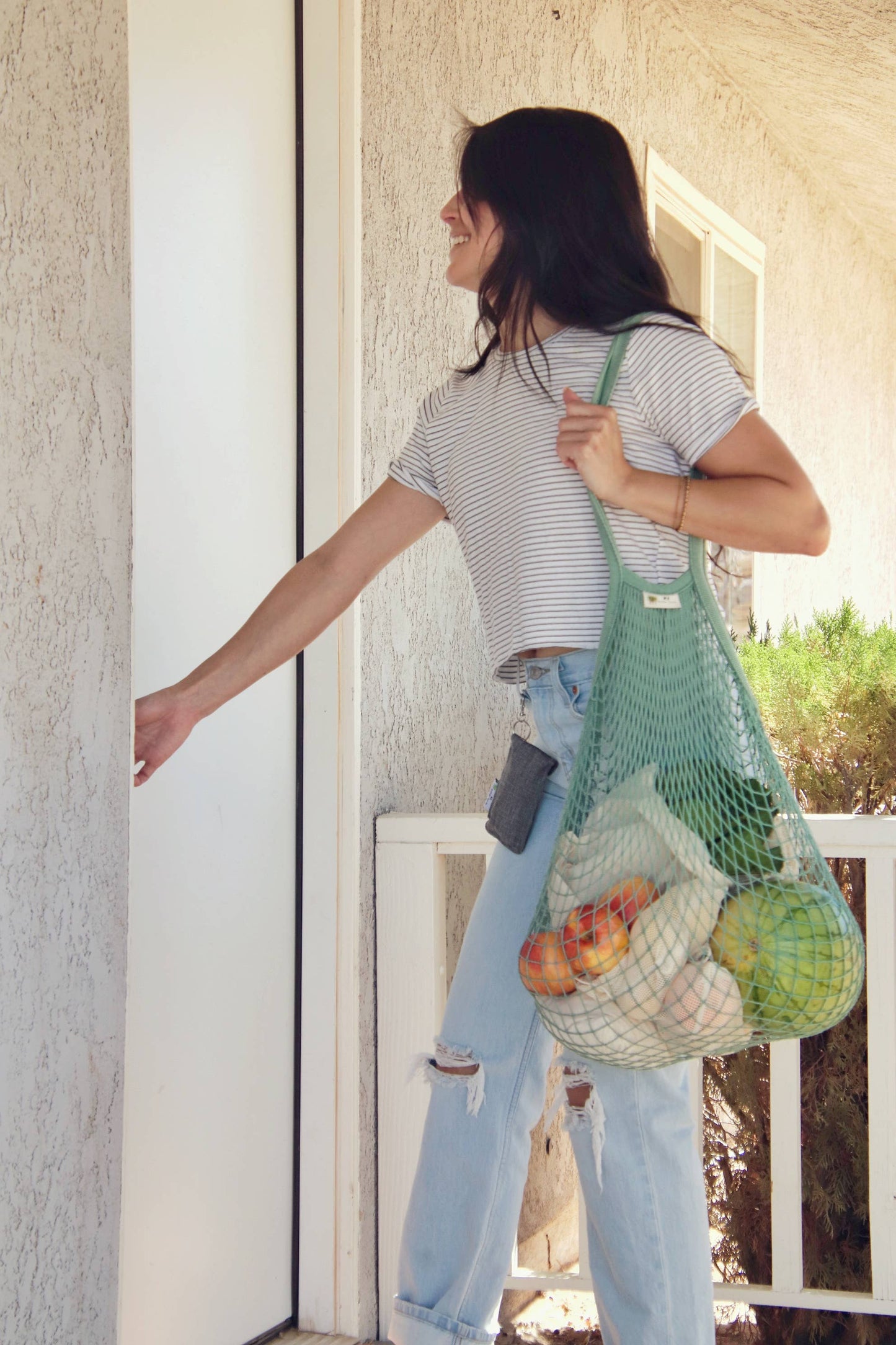 Mesh Market Bag – Sage Green | Zero Waste, Organic Cotton