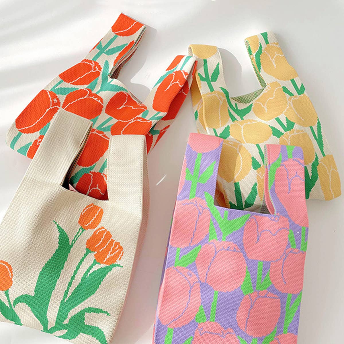 Poppy Knit Shoulder Bag – Floral Knit Tote