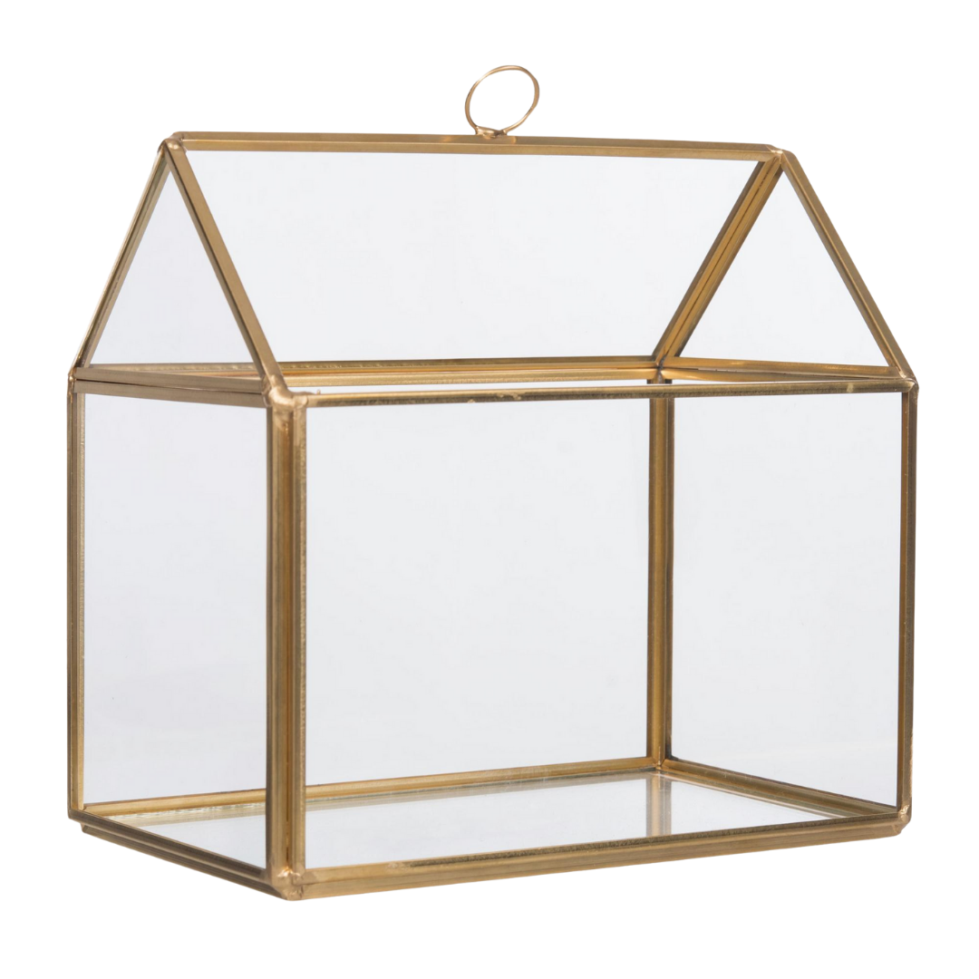 Glass & Metal Gold Terrarium House