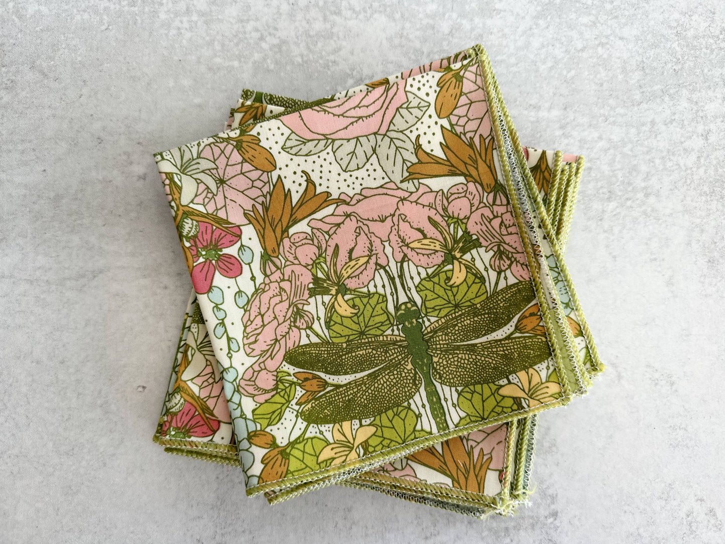 Dragonfly Garden Cloth Napkins, set of four