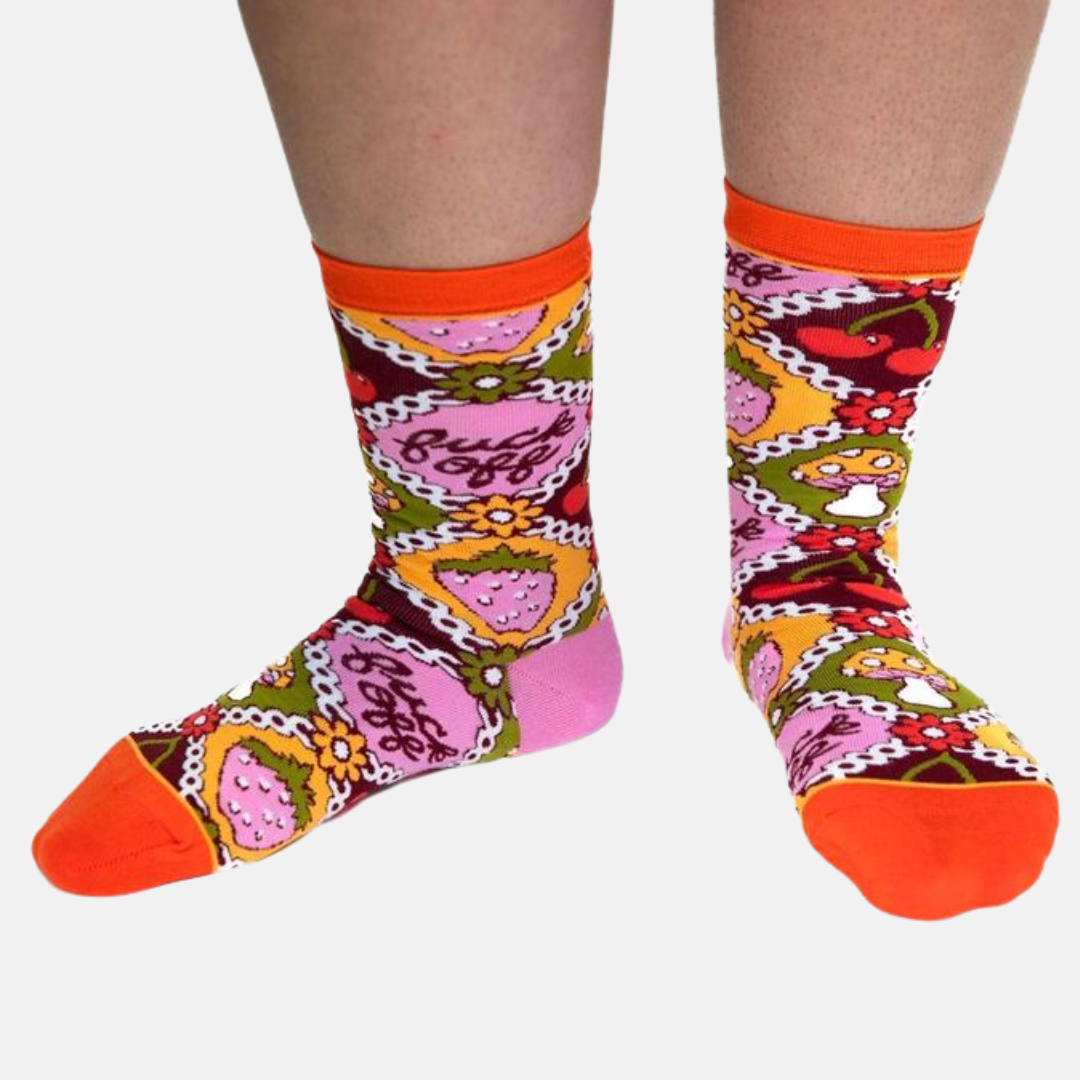 F*ck Off Retro - Small Crew Retro Socks