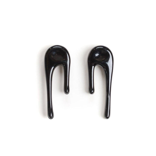 Droplet Black Stud Earrings