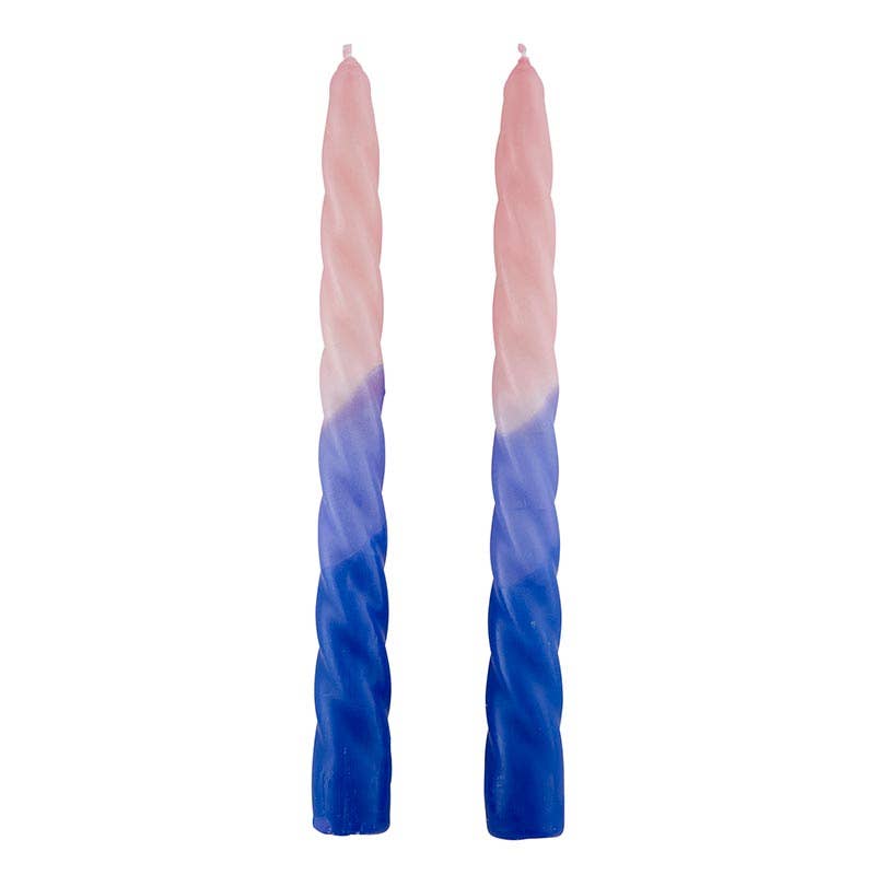 Ombre Pink & Blue Tapered Candles (Set of 2)