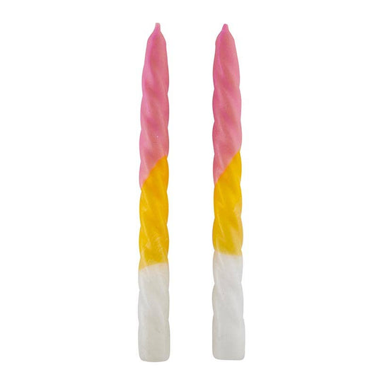 Ombre Taper Candles – Yellow to Pink (Set of 2)
