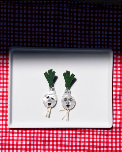 Green Onion Earrings