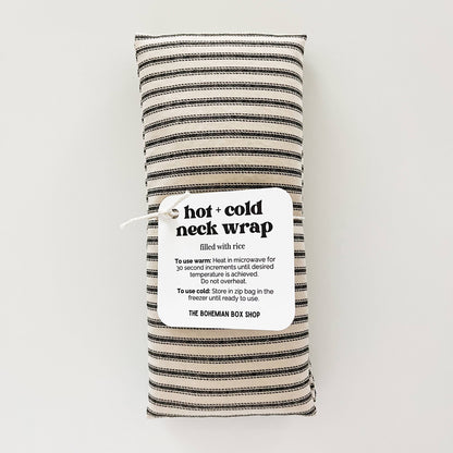 Hot & Cold Therapy Neck Wrap - Ivory and Black Stripes