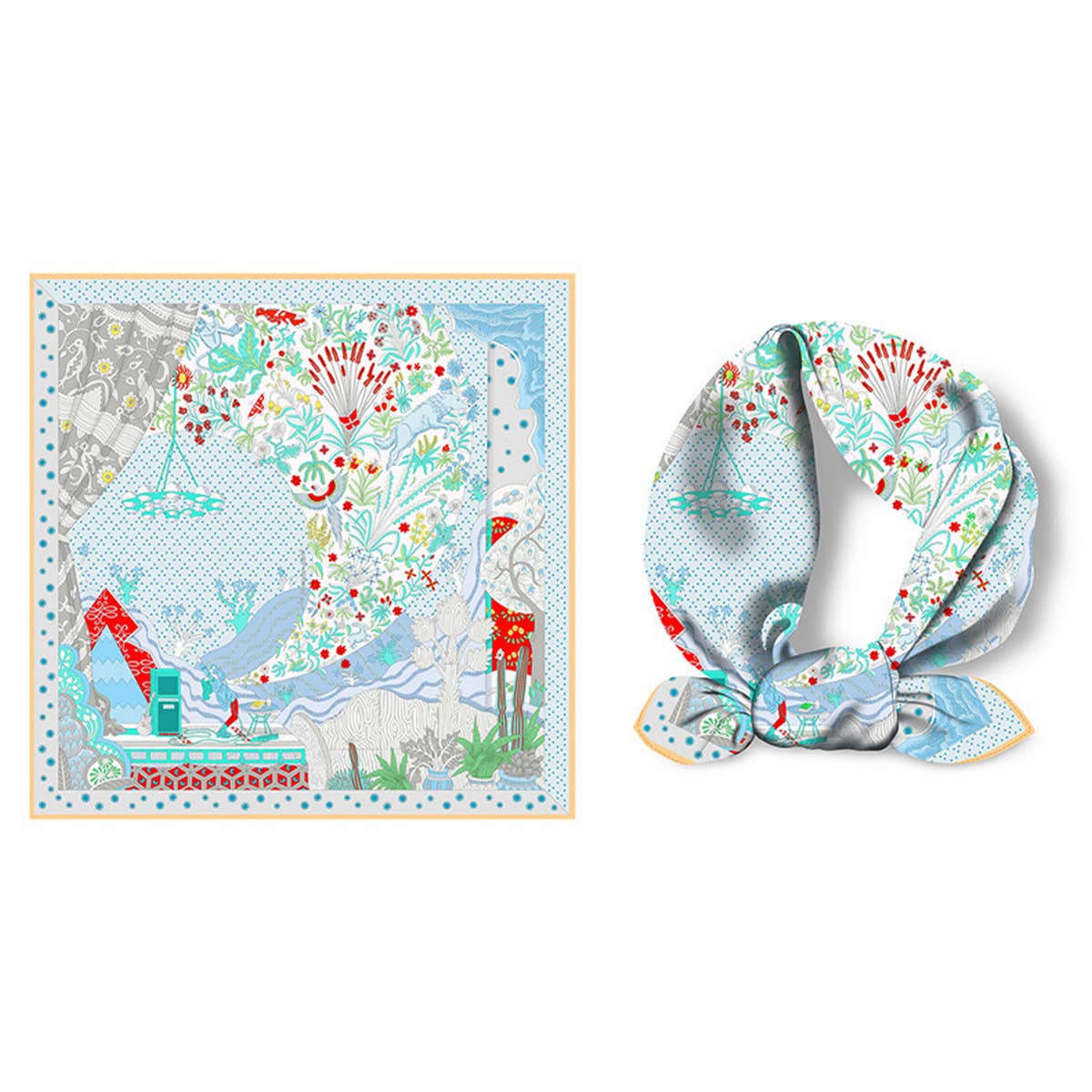 Scenic Floral Square Scarf