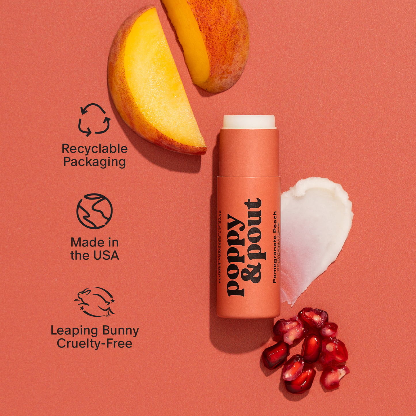 Pomegranate Peach Lip Balm | Natural, Eco-Friendly, Cruelty-Free