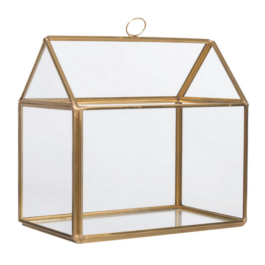 Glass & Metal Gold Terrarium House