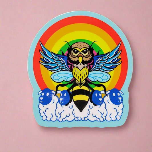 Sticker: Owl Bee There Four Ewe, 3" Vinyl