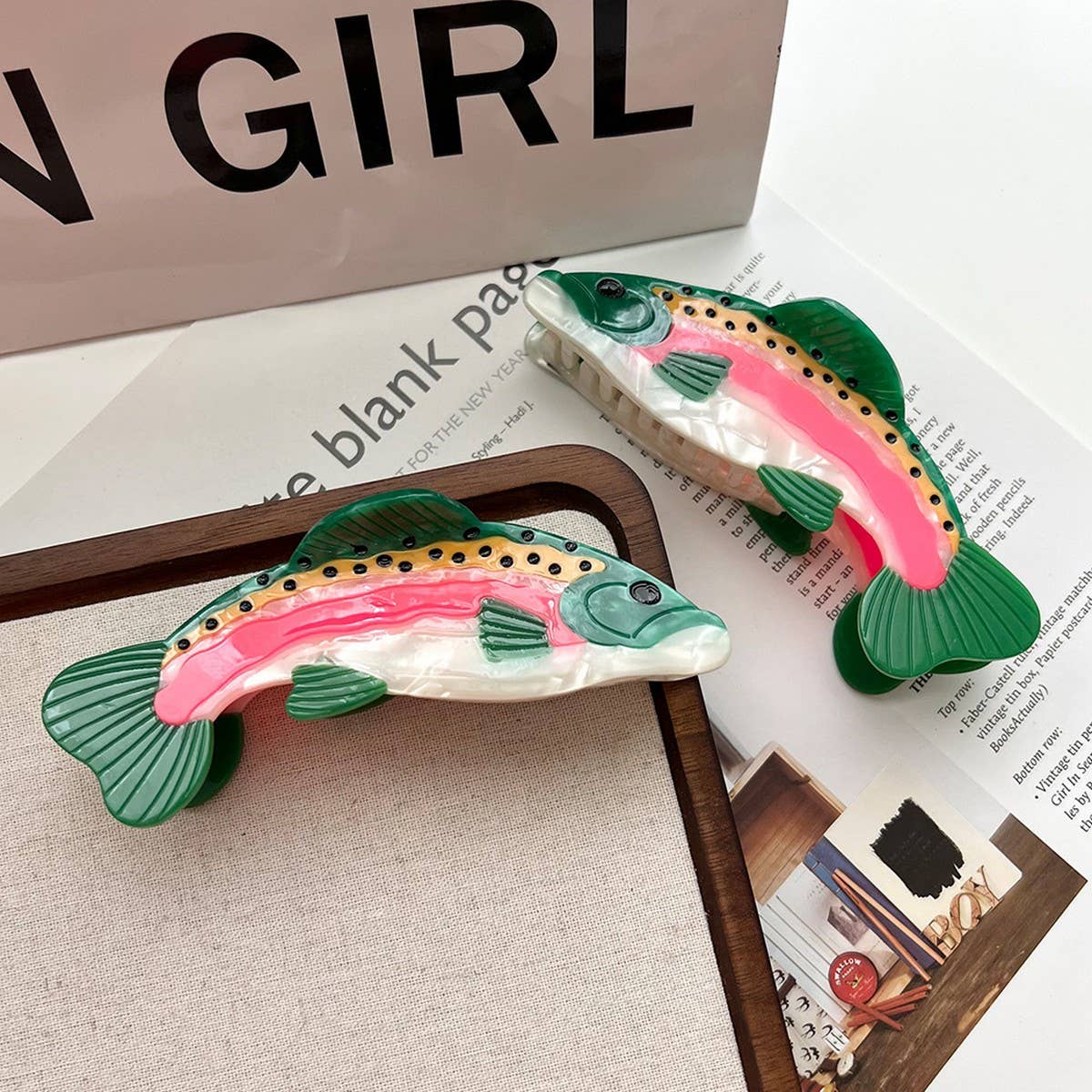 Rainbow Trout Acetate Hair Claw