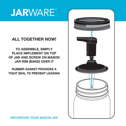 Jarware White Foaming Soap Dispenser Lid, Regular Mouth Jar