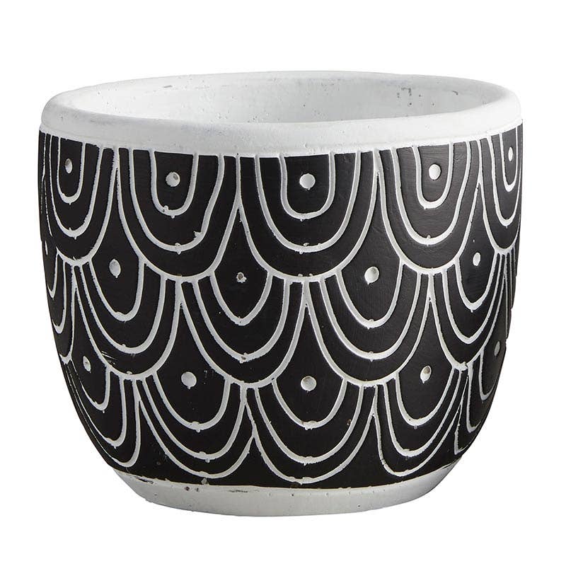 6" Black and White Cement Planter