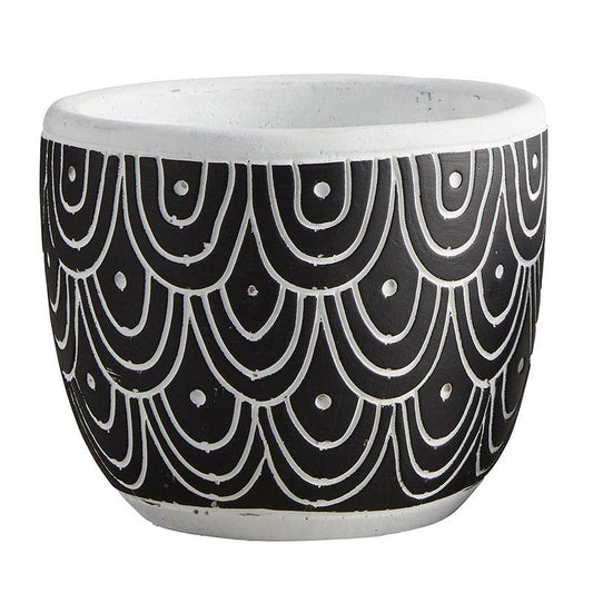 6" Black and White Cement Planter