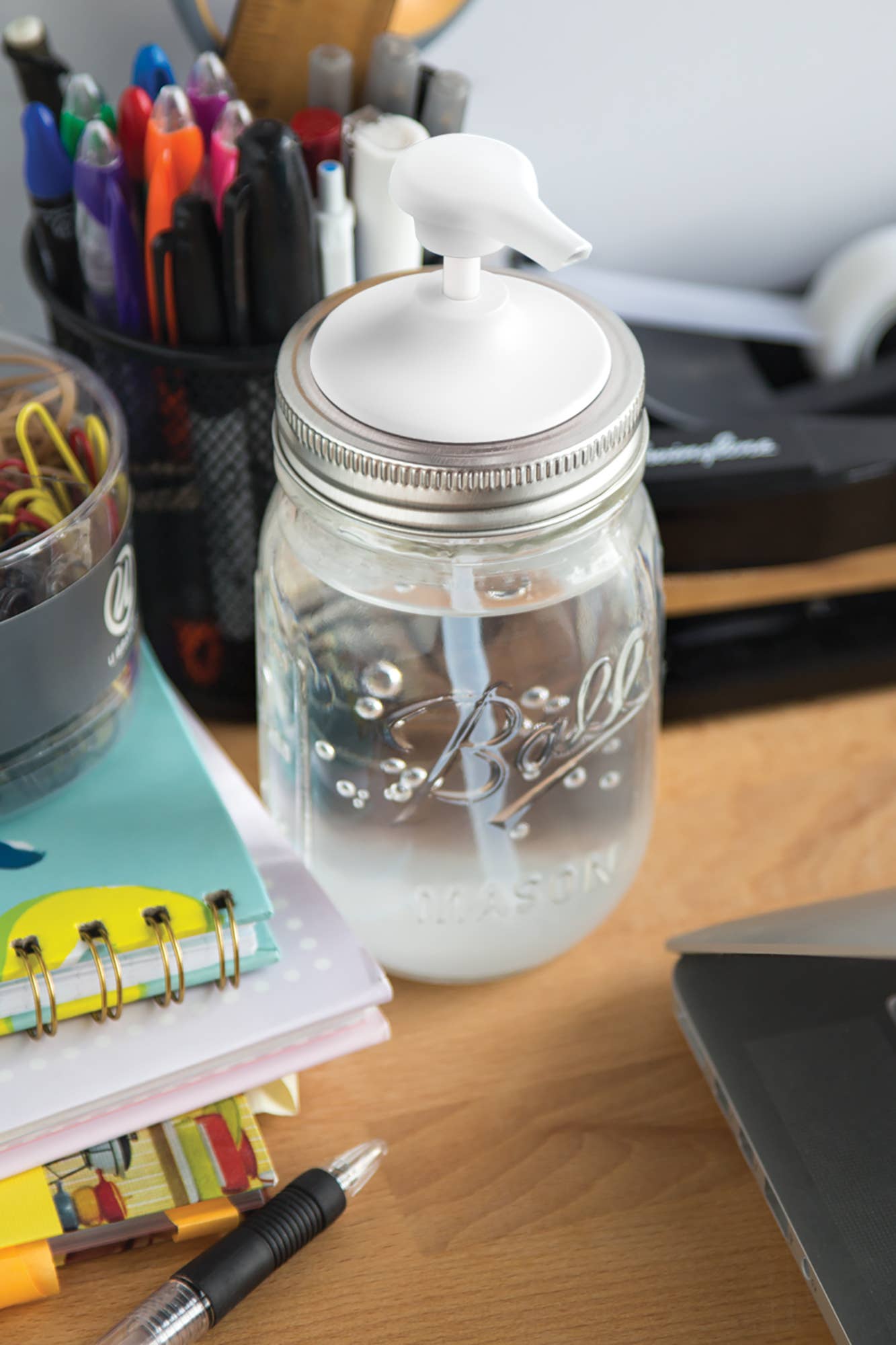 Jarware Soap Pump Lid, Regular Mouth Mason Jar, White