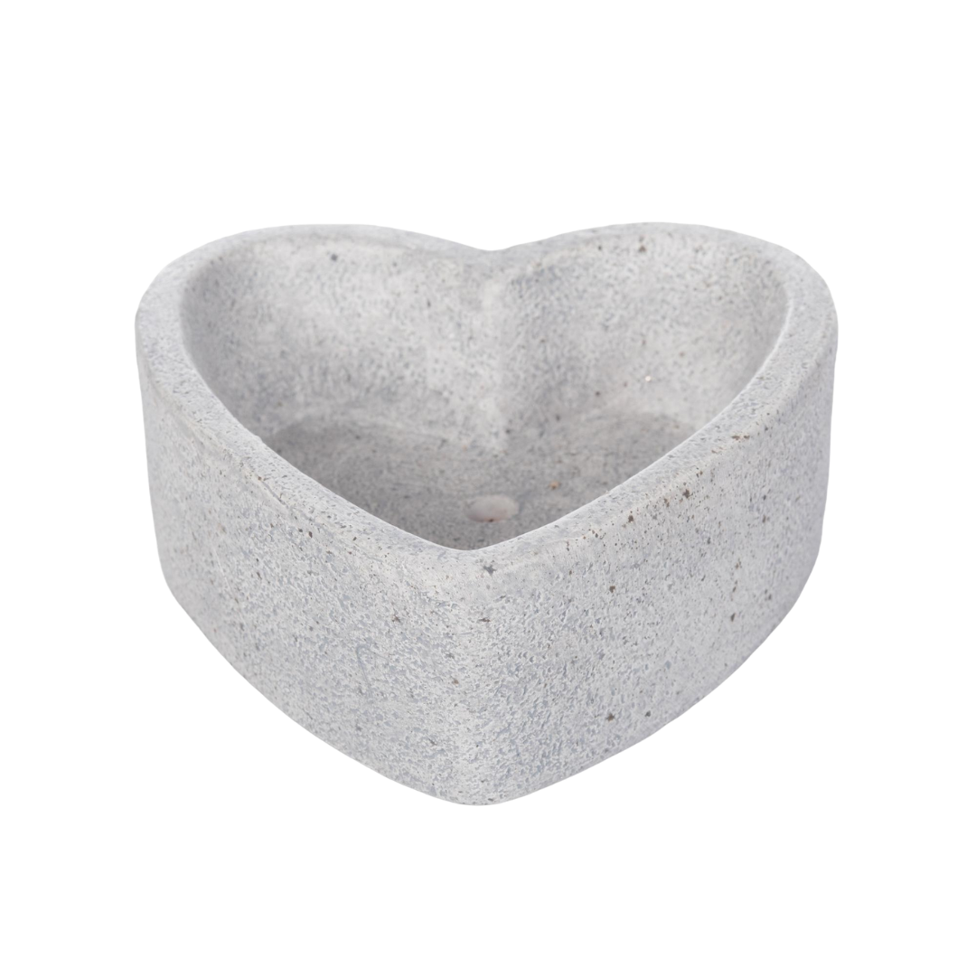 Heart-Shaped Concrete Planter – Light Gray