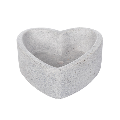 Heart-Shaped Concrete Planter – Light Gray
