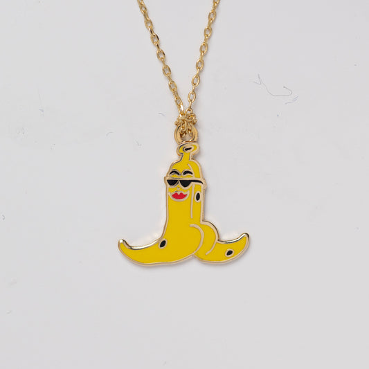 Banana Split Pendant Necklace - Funny & Punny Gold Jewelry