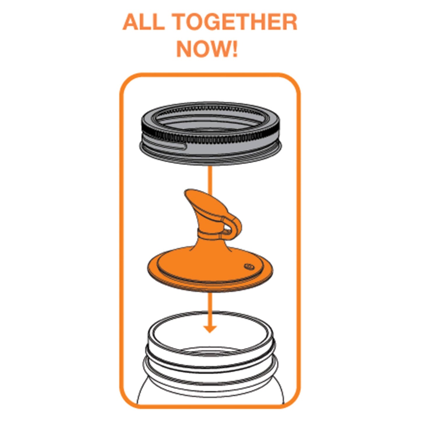Jarware Oil Cruet Lid for Regular Mouth Mason Jar, Orange