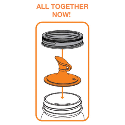 Jarware Oil Cruet Lid for Regular Mouth Mason Jar, Orange