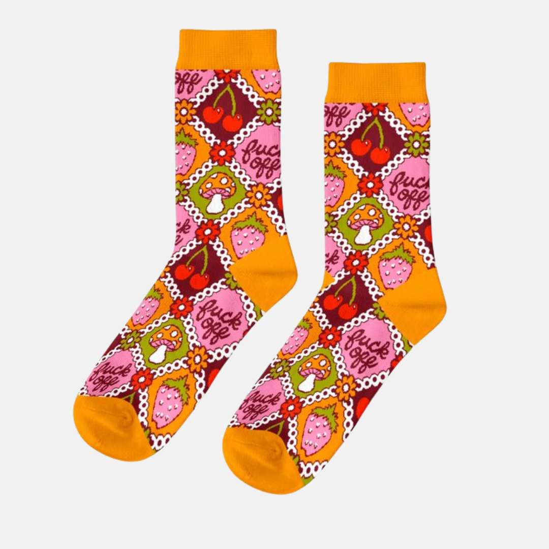 F*ck Off Retro - Small Crew Retro Socks