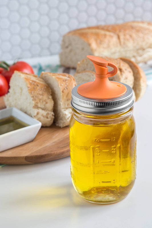 Jarware Oil Cruet Lid for Regular Mouth Mason Jar, Orange