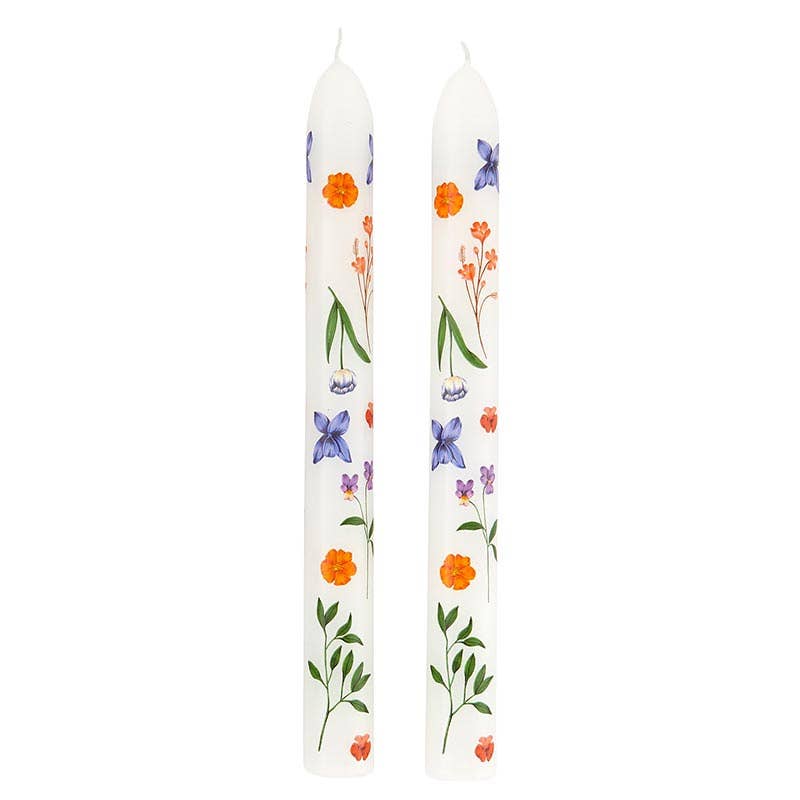 Floral Taper Candles – Set of Two