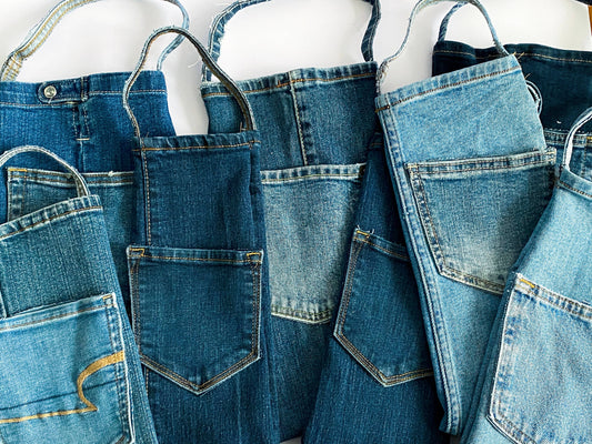 Repurposed Denim Wine Bag