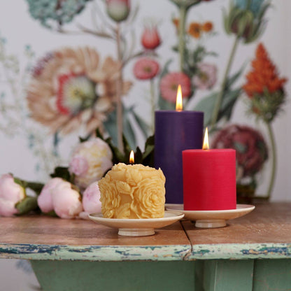 Rose Blossom Pillar Candle – 100% Pure Beeswax – 45hr Burn