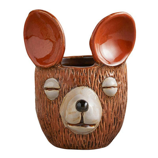 Bear Face Ceramic Planter  4"– Optional Plant Add-On