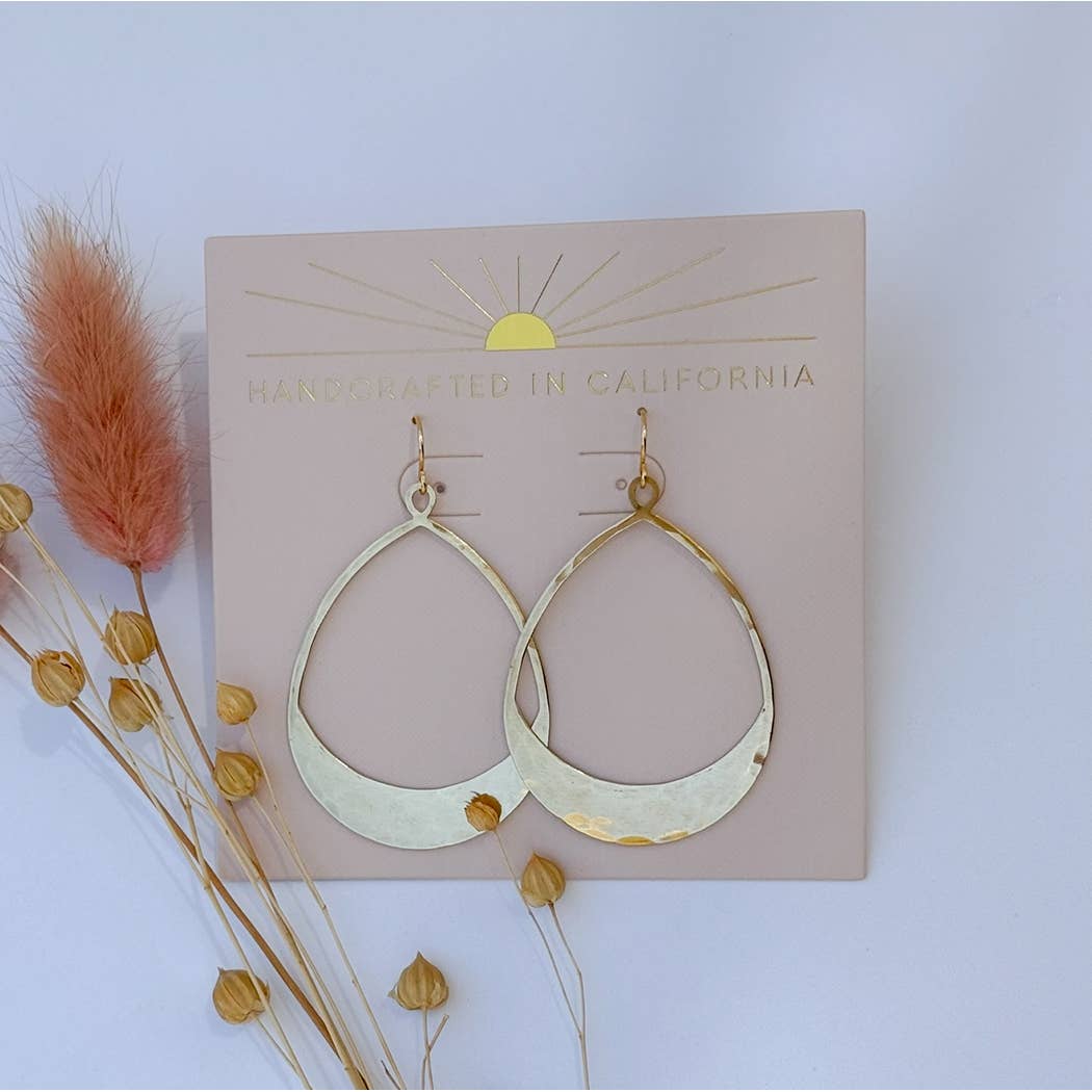 Hammered Brass Teardrop Earrings