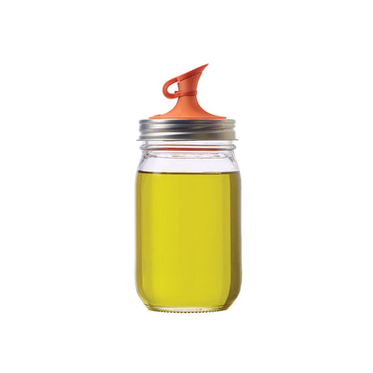 Jarware Oil Cruet Lid for Regular Mouth Mason Jar, Orange
