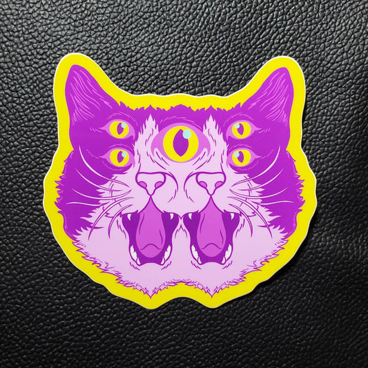 Sticker: 5 Eyed Psychedelicat, 4" Vinyl