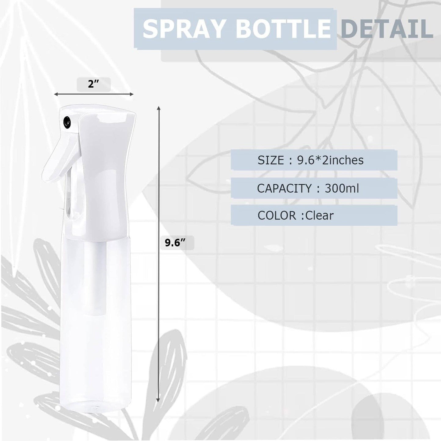 Continuous Spray Bottle with Ultra Fine Mist  300ml/10.1oz