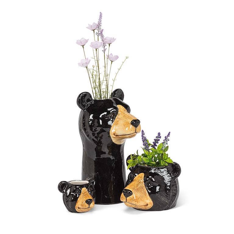 Small Black Bear Planter-2.5"H
