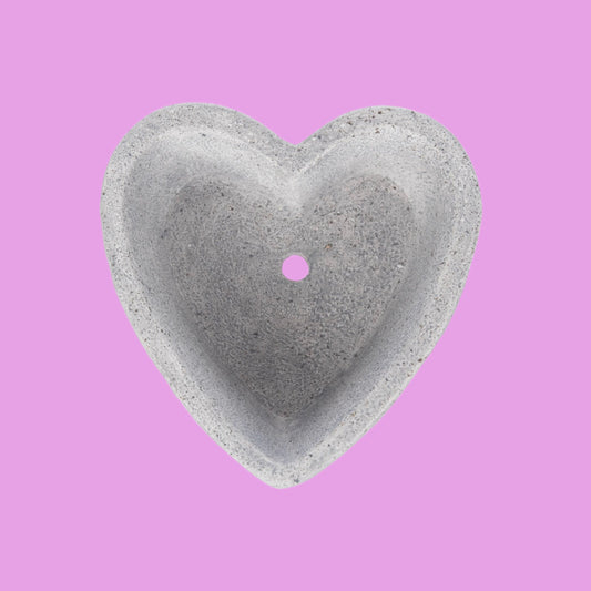 Heart-Shaped Concrete Planter – Light Gray