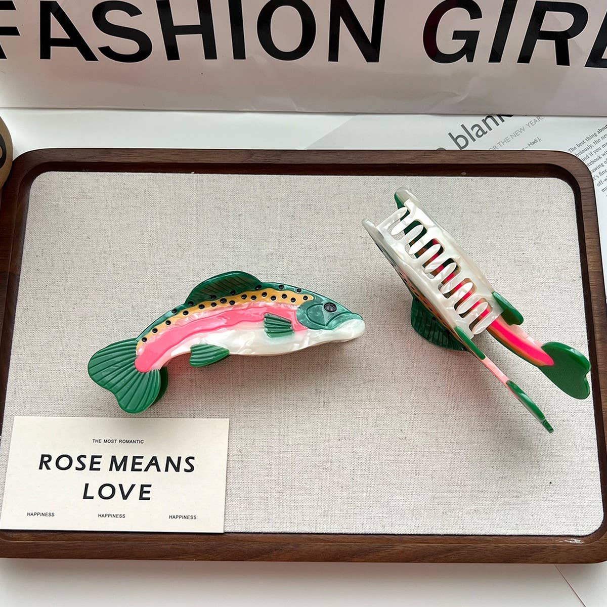 Rainbow Trout Acetate Hair Claw