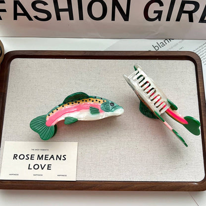 Rainbow Trout Acetate Hair Claw