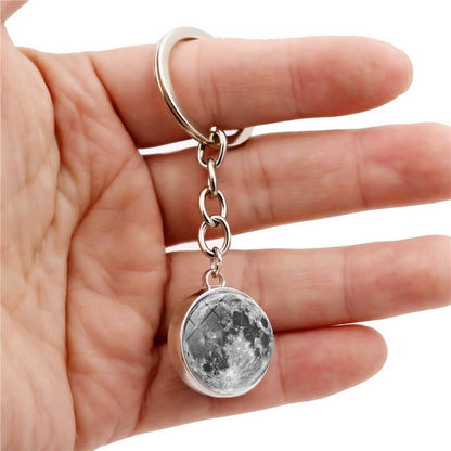 Cosmic Moon Crystal Glass Ball Keychain Pendant